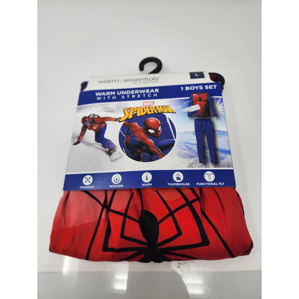 Warm Essentials Boys Spider-Man Thermal Set Blue Polyester Blend Size Large